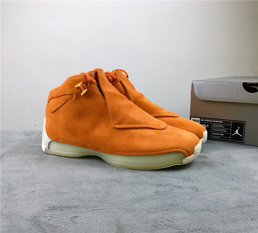 Air Jordan 18 Orange Suede Shoes